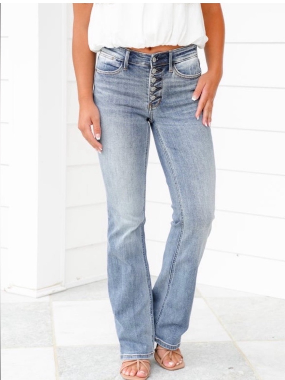 Judy Blue Always Mid Rise Exposed Button Fly Bootcut Jeans 11/30